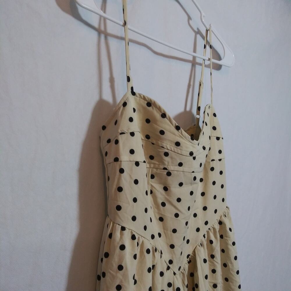 Dazy Cream Polka Dot Spaghetti Strap Corset Midi Dress Classic Chic Size XS - Picture 4 of 9